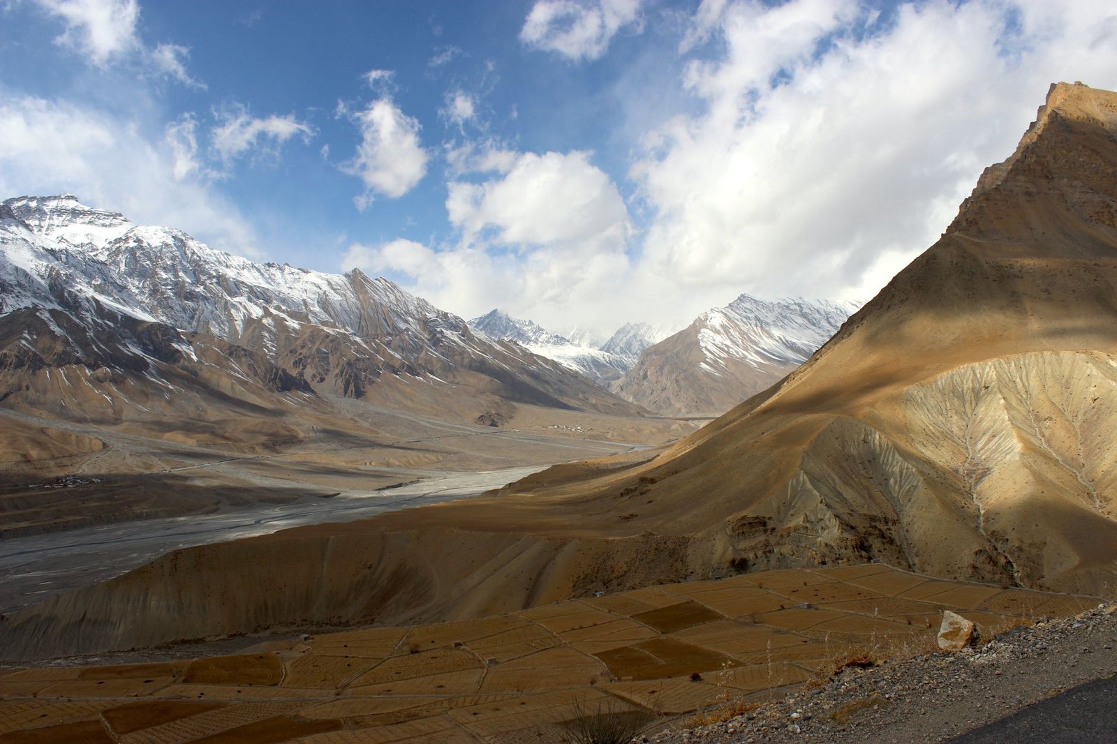Stunning landscape of Spiti Valley showcasing the majestic Himalayan mountains and desert terrain.
