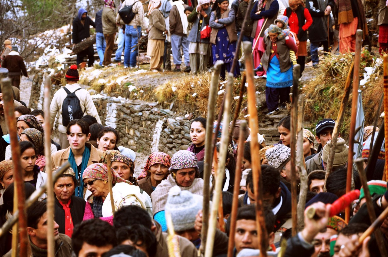 Colorful traditional festival gathering in Shimla, India showcasing cultural vibrancy.