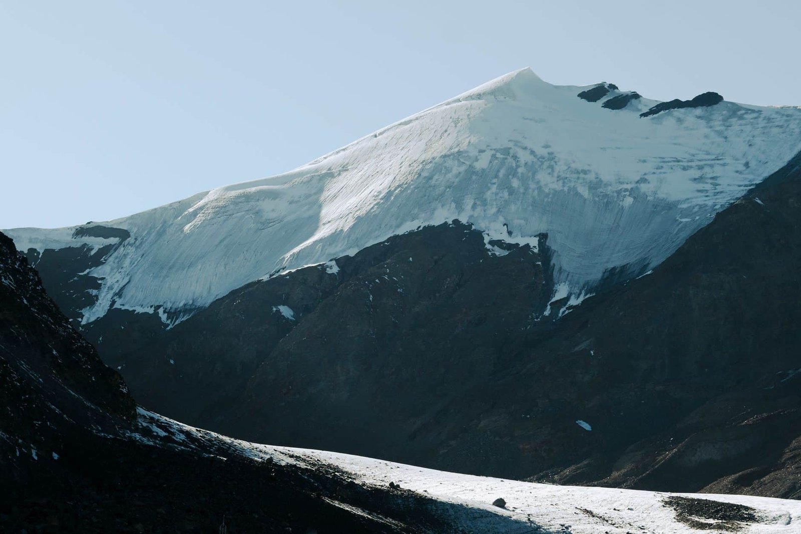Breathtaking view of a snow-capped mountain peak in the Himalayan range.